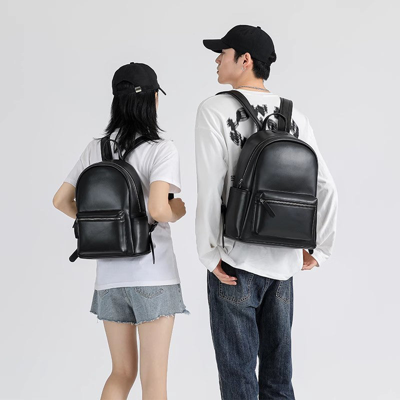 Unisex Genuine Top-Grain Leather Backpack - Korean Style Spacious Laptop Bag