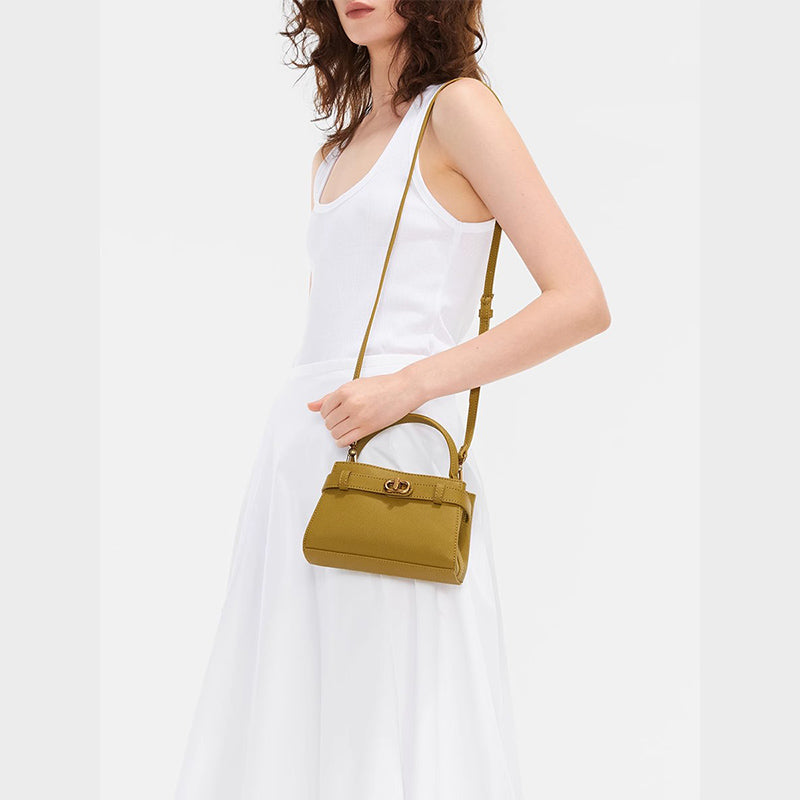 Petite Metal-Clasp Handheld Shoulder Kelly Bag
