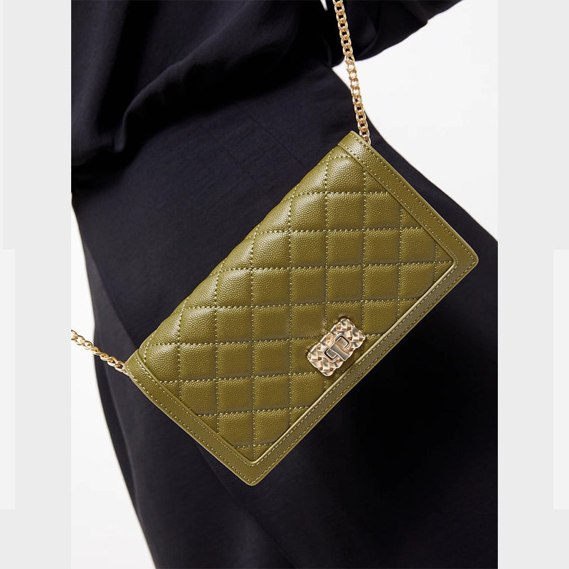 Women's Fashion Quilted Chain Crossbody Wallet Bag